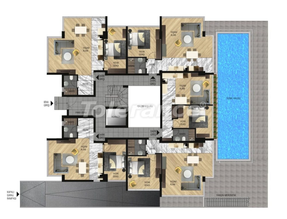 Квартира в Лара, Анталия с бассейном: купить недвижимость в Турции - 15644