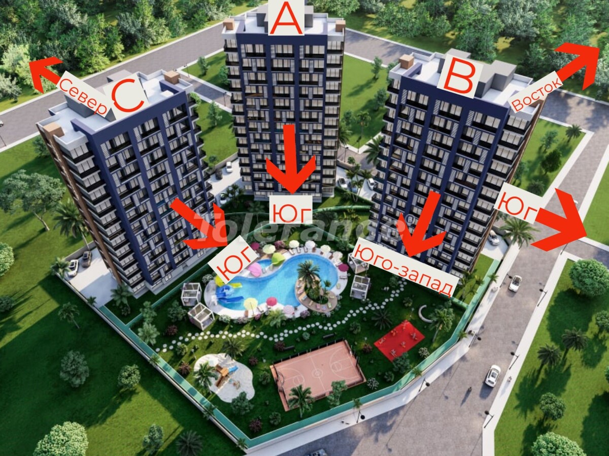 Квартира от застройщика в Мезитли, Мерсин с бассейном: купить недвижимость в Турции - 64491