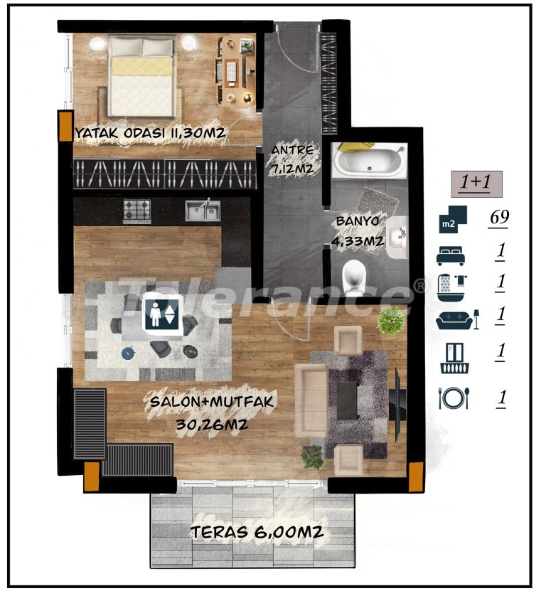 Квартира от застройщика в Муратпаша, Анталия в рассрочку: купить недвижимость в Турции - 105534