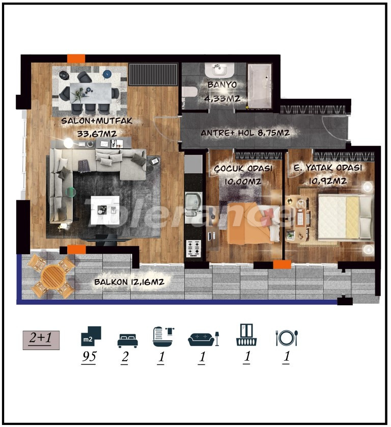 Квартира от застройщика в Муратпаша, Анталия в рассрочку: купить недвижимость в Турции - 105535