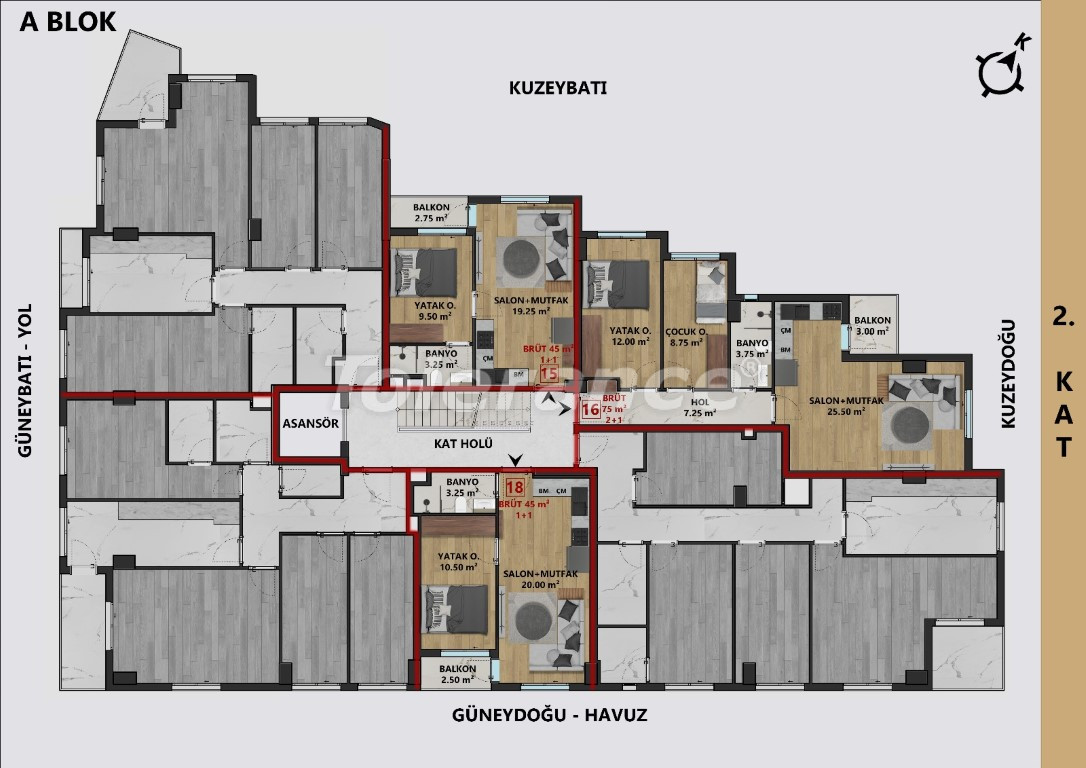 Квартира от застройщика в Муратпаша, Анталия с бассейном в рассрочку: купить недвижимость в Турции - 132181