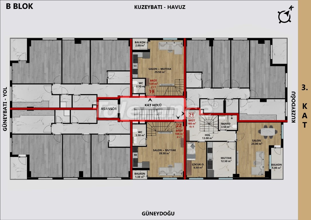 Квартира от застройщика в Муратпаша, Анталия с бассейном в рассрочку: купить недвижимость в Турции - 132185