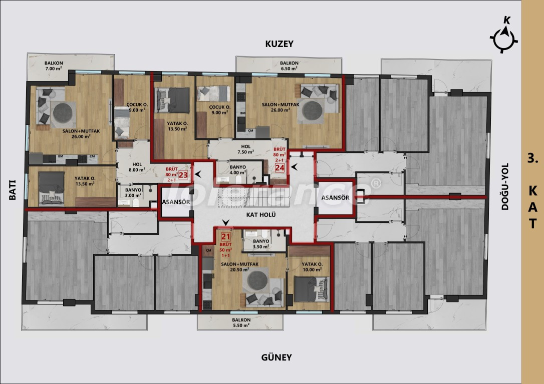 Квартира от застройщика в Муратпаша, Анталия в рассрочку: купить недвижимость в Турции - 137375