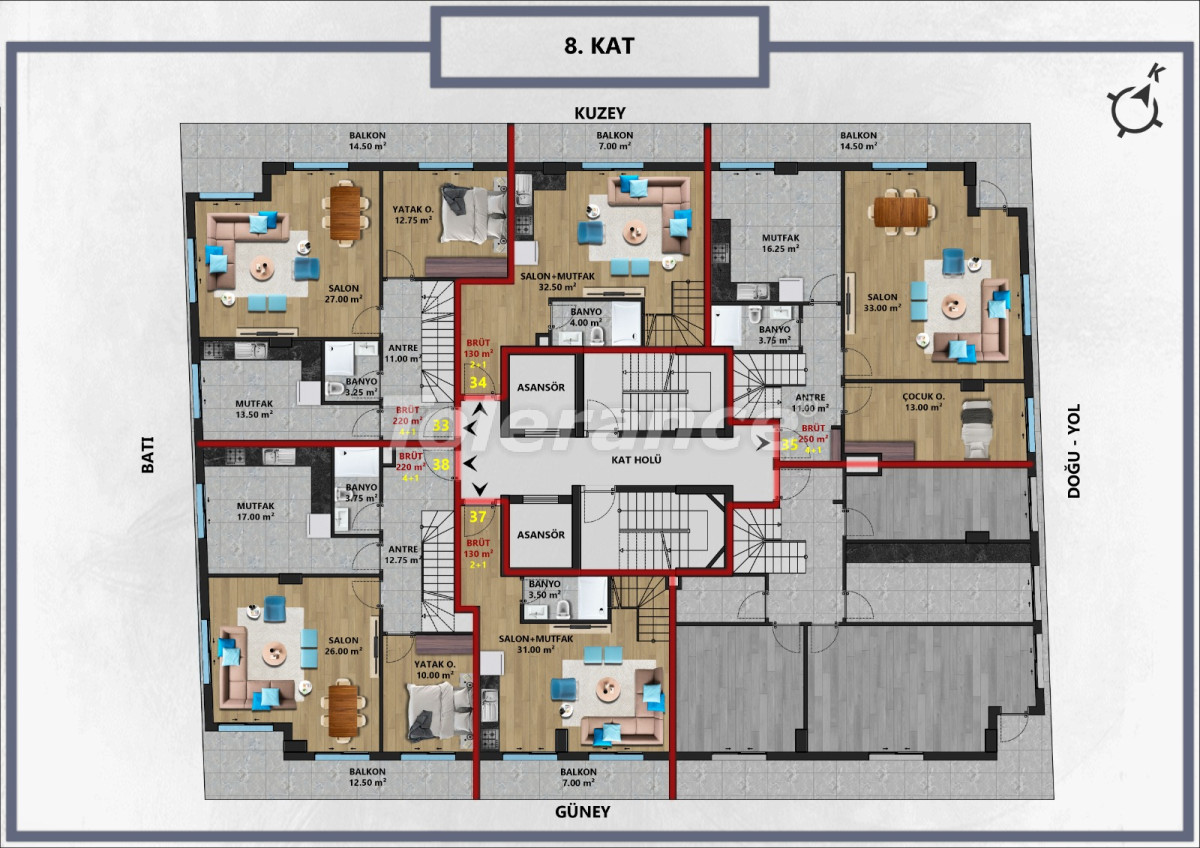 Квартира от застройщика в Муратпаша, Анталия в рассрочку: купить недвижимость в Турции - 95483