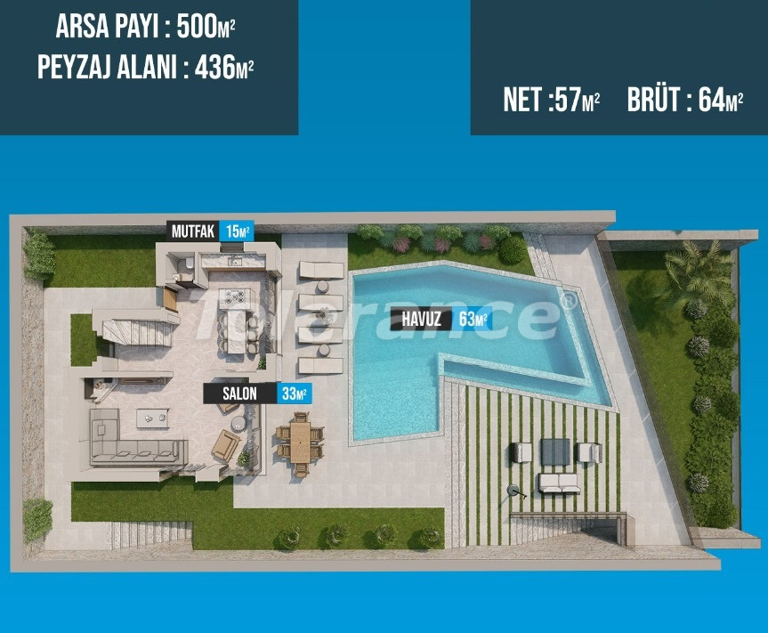 Вилла или дом от застройщика в Калкане вид на море с бассейном в рассрочку: купить недвижимость в Турции - 96578