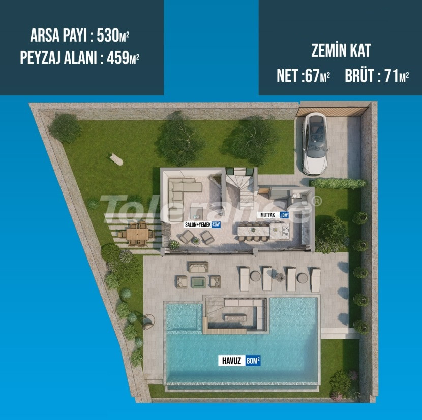 Вилла или дом от застройщика в Калкане вид на море с бассейном в рассрочку: купить недвижимость в Турции - 98844
