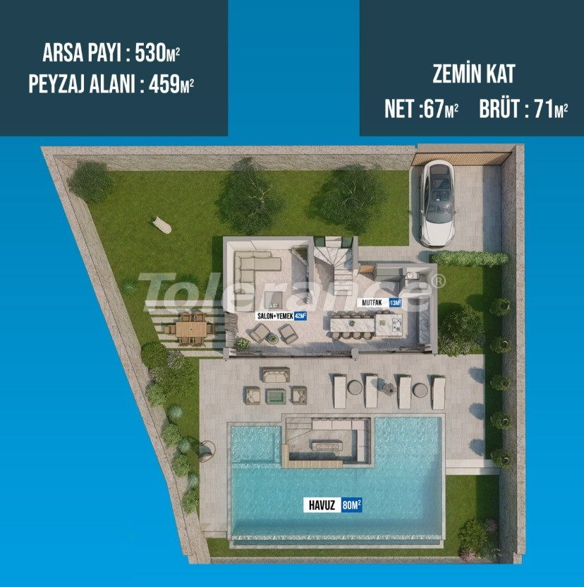 Вилла или дом от застройщика в Калкане вид на море с бассейном в рассрочку: купить недвижимость в Турции - 98901