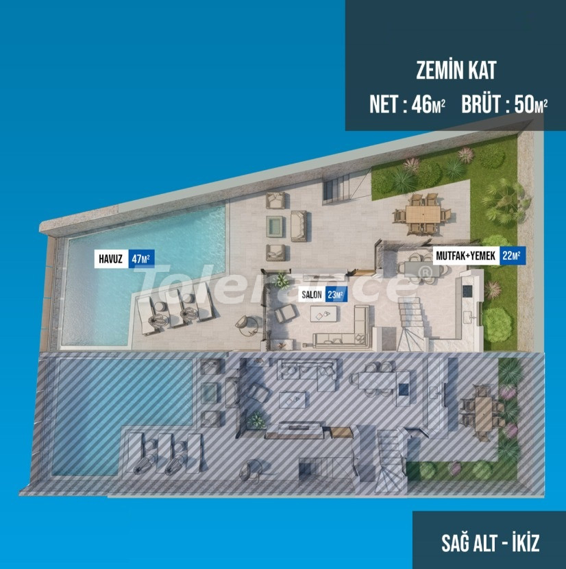 Вилла или дом от застройщика в Калкане вид на море с бассейном в рассрочку: купить недвижимость в Турции - 99038